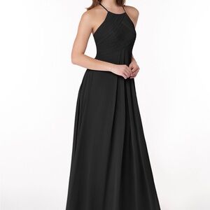 Azazie Ginger Black Halter Maxi Dress